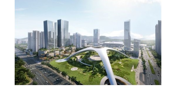深圳北站超核綠芯項目開建，形如“UFO”，系國內(nèi)首個公園型樞紐站點(diǎn)